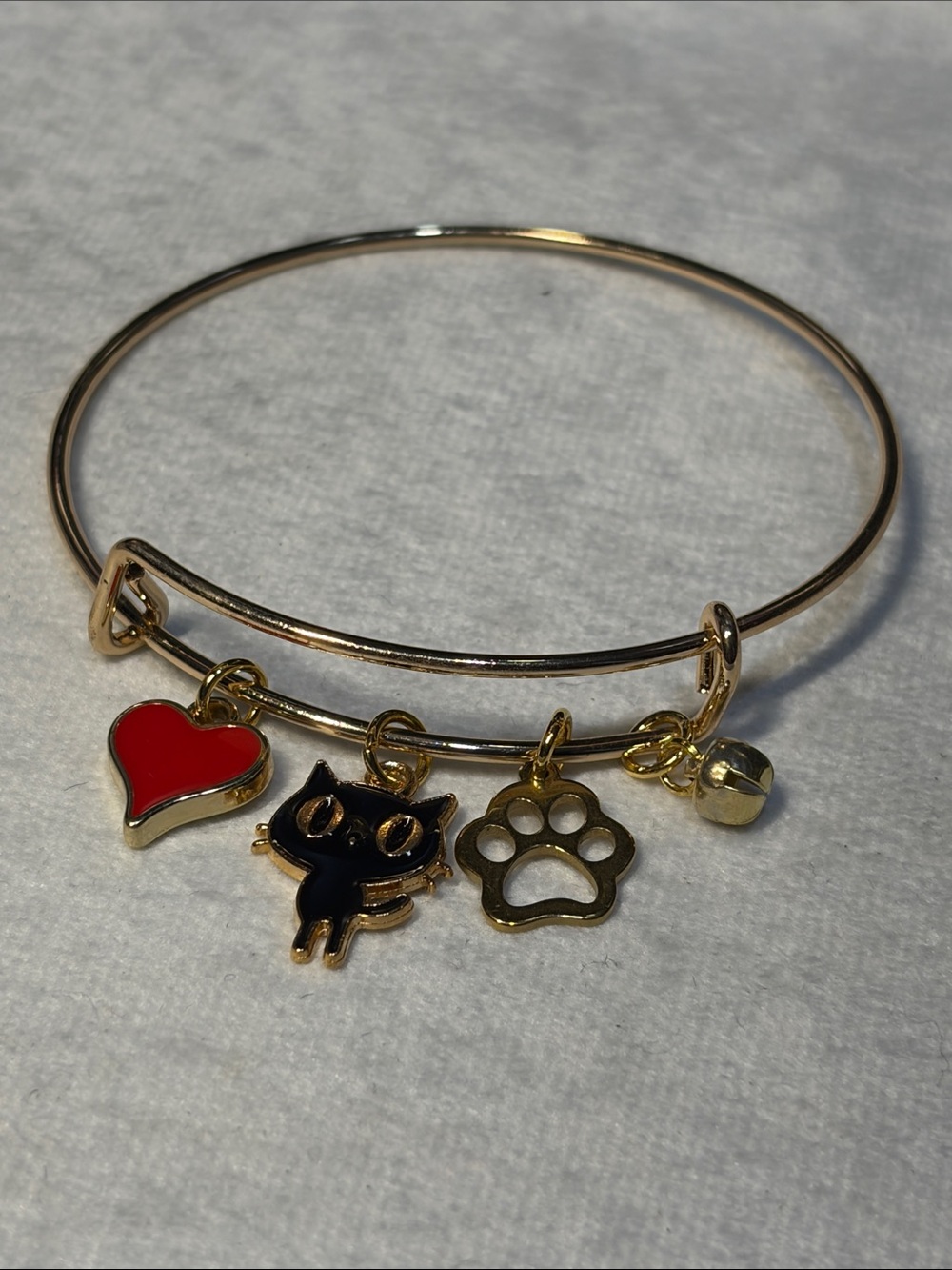 Cattitude Gold-Tone Adjustable Charm Bangle